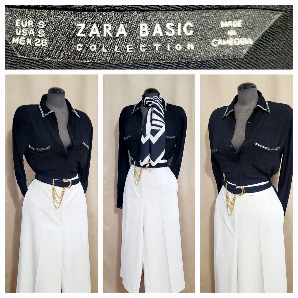 Zara Blouse w/ fringe detail / S